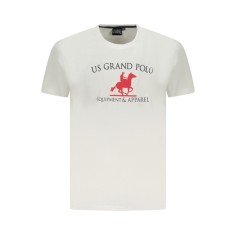 U.S. Grand POLO Tricou barbati cu imprimeu, din bumbac, alb, S