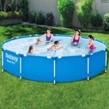Piscina Bestway Steel Pro 366x76 cm, Cadru Metalic, 6473L, Rotunda, Gradina, Durabila, Montare Usoara, Supapa Scurgere