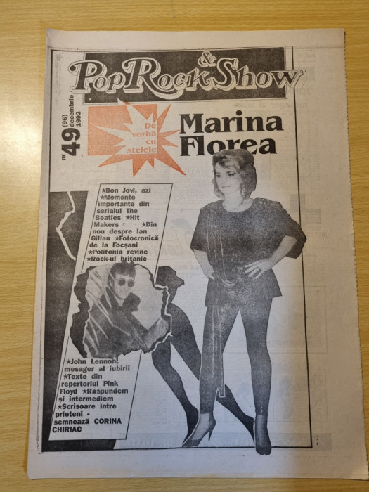 Pop rock &amp; show decembrie 1992-interviu marina florea,festivalul focsani,beatles