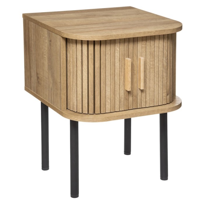 Noptiera Atmosphera Colva cu 2 usi, MDF si picioare metalice, 40x40x53 cm, bej Household NewTrend