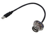 Punct de acces USB 2.0 metalic negru AMPHENOL cu capac self-closing