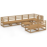 Set mobilier de gradina, 9 piese, maro miere, lemn masiv de pin