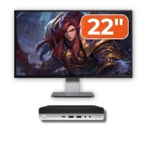 Pachet HP EliteDesk 800 G5 Mini PC SH cu monitor 22 inch, i5, 8GB, SSD