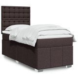 vidaXL Pat box spring cu saltea, maro &icirc;nchis, 100x200 cm, textil 3293896
