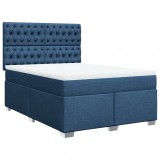 Cumpara ieftin Pat continental cu saltea, albastru, 160x200cm, material textil