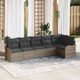 vidaXL Set de canapele pentru grădină cu pernă 6 pcs Gri Rattan poli