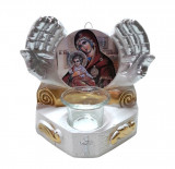 Candela cu doua maini, Fecioara Maria cu pruncul IIsus Hristos, 17 cm, GXL050