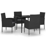 Cumpara ieftin Set de servit masa pentru gradina, 5 piese, negru