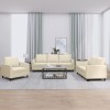 VidaXL Set de canapele cu perne, 3 piese, crem, piele ecologică