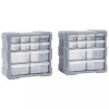 VidaXL Organizatoare cu 12 sertare, 2 buc., 26,5 x 16 x 26 cm
