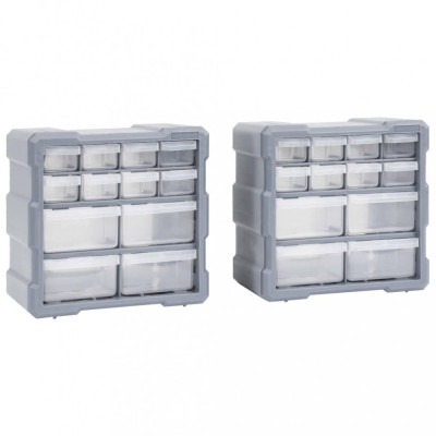 vidaXL Organizatoare cu 12 sertare, 2 buc., 26,5 x 16 x 26 cm 147582 foto