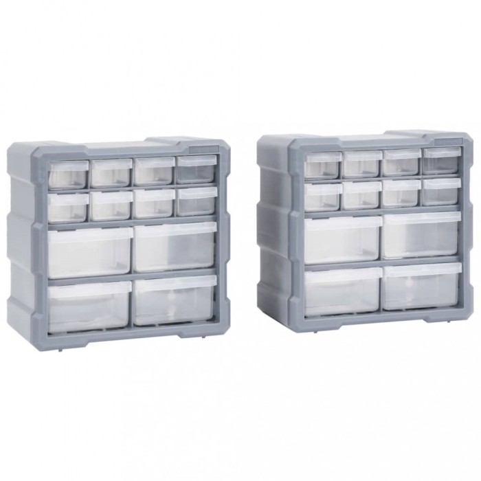 vidaXL Organizatoare cu 12 sertare, 2 buc., 26,5 x 16 x 26 cm 147582