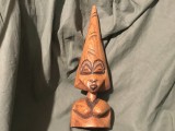 Vintage / Design - Statueta africana din lemn bust de femeie model deosebit !