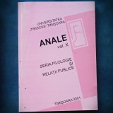 Cumpara ieftin ANALE VOL. X - SERIA FILOLOGIE SI RELATII PUBLICE - TIBISCUS 2001 TIMISOARA
