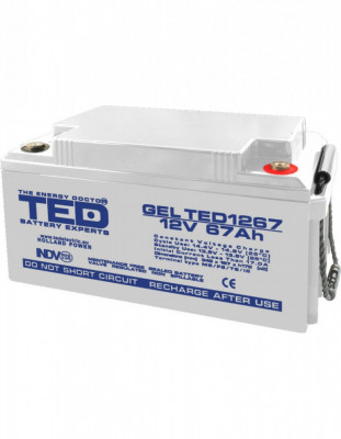 Acumulator AGM VRLA 12V 67A GEL Deep Cycle 350mm x 166mm x h 176mm M6 TED Battery Expert Holland TED003461 (1) SafetyGuard Surveillance foto