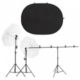 Kit studio foto cu set de lumini si ecran de fundal GartenMobel Dekor, vidaXL