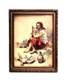 arta tus si acuarela TIGANCA FUMAND 24 x 32 cm + rama semnat .... Antal si datat 1943