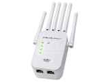 Repeater WiFi QOLTEC - 2,4GHz și 5,8GHz, RJ45 soclu x2, albă