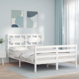 Cumpara ieftin Cadru de pat cu tăblie dublu mic, lemn masiv
