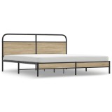 Cumpara ieftin Cadru pat metalic fara saltea, stejar fumuriu, 180x200 cm
