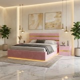 Pat Tapitat Adria Roz Cu Noptiere Tapitate Livrare &icirc;n toată țara