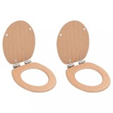 VidaXL Capace WC cu &icirc;nchidere silențioasă, 2 buc., MDF, design bambus