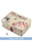 Cutie Decorativa Metalica cu lacat, Patrata, Model Flowers, 21x15.4x7.8cm - Librex Publishing