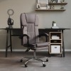 Fotoliu Birou Rabatabil Gri Piele Ecologica vidaXL, Inaltime Reglabila, Pivotant 360&deg;, 63x56x122 cm, Sarcina 110 kg