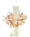 Lumanare pentru cununie botez, 40 cm, cu plante naturale uscate (personalizabila cromatic si cu text)