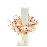 Lumanare pentru cununie botez, 40 cm, cu plante naturale uscate (personalizabila cromatic si cu text)