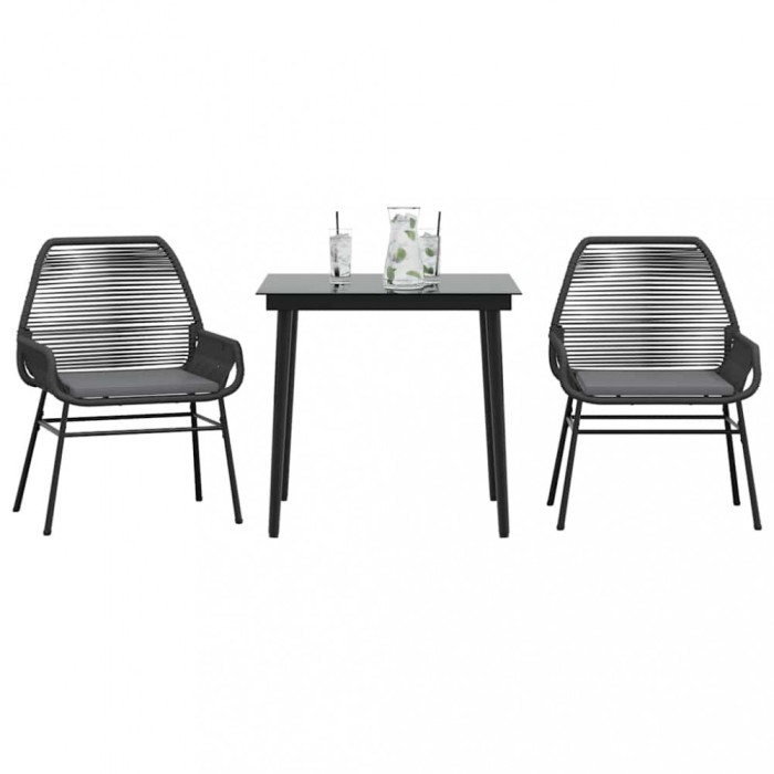 vidaXL Set de sufragerie de grădină 3 piese neagră 3334464