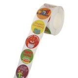 Etichete Autoadezive Rotunde Happy Birthday, 400 buc, Multicolore, CMCLASS