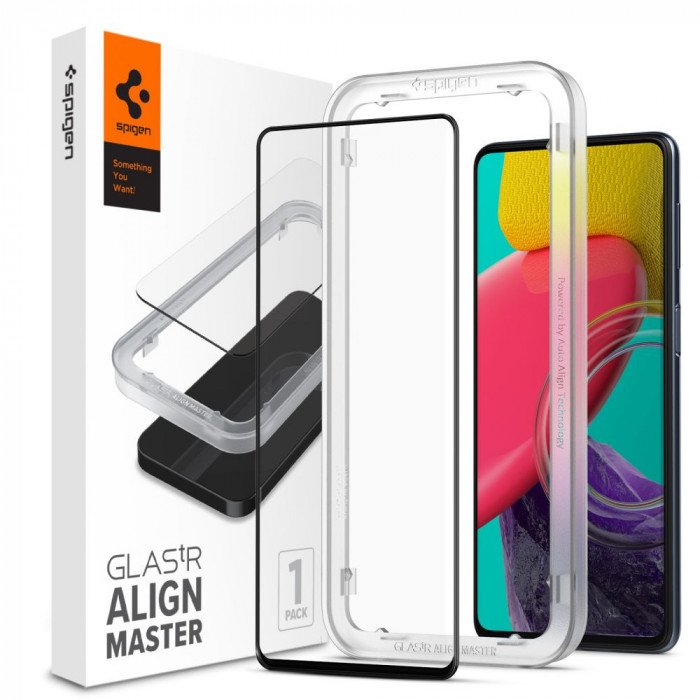 Folie pentru Samsung Galaxy M53, Spigen Glas.tR Align Master, Black