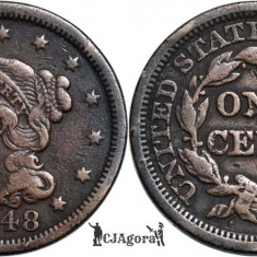 1848, 1 cent ( Liberty Head/Braided Hair Cent ) - Statele Unite ale Americii