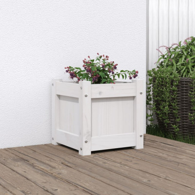 vidaXL Jardinieră de grădină, 31x31x31 cm, alb lemn masiv de pin foto
