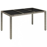 Cumpara ieftin Masa de gradina cu blat din sticla gri, 150x90x75 cm, poliratan
