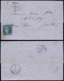 France 1862 Cover + Content Noyon Le Mans ambulant cancellation DB.362