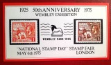 Anglia 1975 50 de ani de expoziție Wembley Targul de timbre bloc carton, Nestampilat