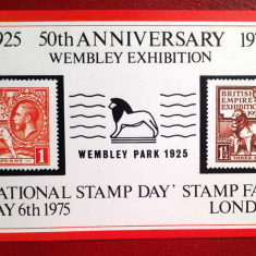Anglia 1975 50 de ani de expoziție Wembley Targul de timbre bloc carton