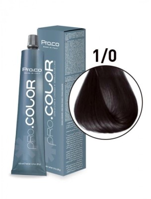 Vopsea de par profesionala PRO.COLOR 100 ml - Pro.Co - 1/0 NEGRU foto