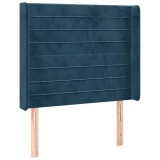 Cumpara ieftin Tablie pat cu aripioare albastru inchis 83x16x118/128cm catifea