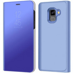 Husa Tip Carte Mirror Samsung Galaxy A8 2018 Albastru foto