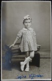 Fotografie tip Carte Postala, Fetita de 4 ani, cu fundita si rochita. 1942