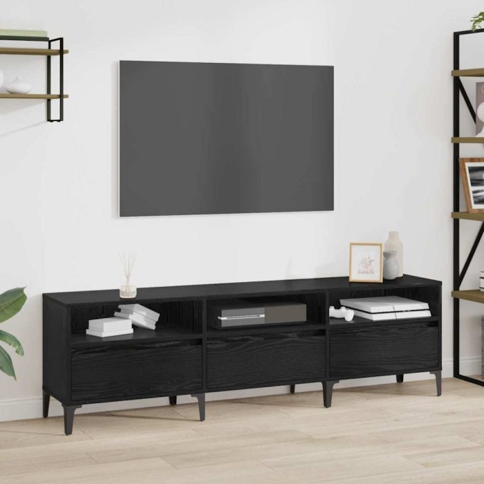 vidaXL Cabinet TV Stejar negru 150 x 30 x 44.5 cm Lemn compozit 879485
