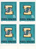 1969 LP 698 ORGANIZATIA INTERNATIONALA A MUNCII BLOC DE 4 TIMBRE MNH, Nestampilat