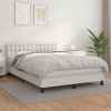 VidaXL Pat box spring cu saltea, alb, 140x190 cm, piele ecologică 3141120