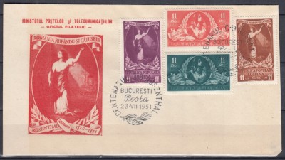 ROMANIA1951 LP 283 CENTENARUL MORTII PICTORULUI D. ROSENTHAL SERIE/PLIC PRIMA ZI foto
