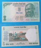 Bancnota veche India 5 Rupees - in stare foarte buna SUPERBA