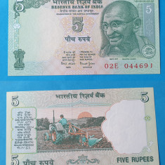Bancnota veche India 5 Rupees - in stare foarte buna SUPERBA