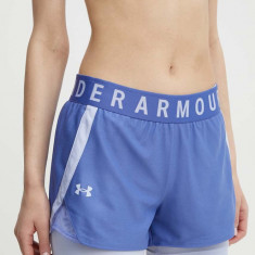 Under Armour pantaloni scurți de antrenament femei, culoarea violet, cu imprimeu, high waist